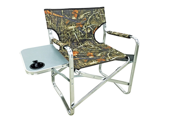 O PE revestiu a cadeira dobrável de acampamento da tela com o tubo liso do saco de lado do suporte de copo da tabela