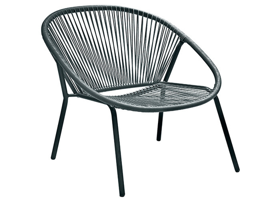 Cadeira resistente UV do Rattan do metal, K.D. Grey Rattan Stackable Chairs