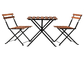 Uma tabela e duas cadeiras ajustaram a dobradura de madeira do quadro do metal da parte superior do jardim exterior